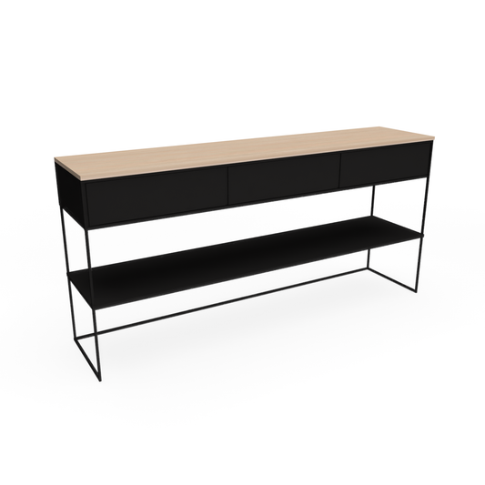 Ella Console Oak Top & Steel Drawers