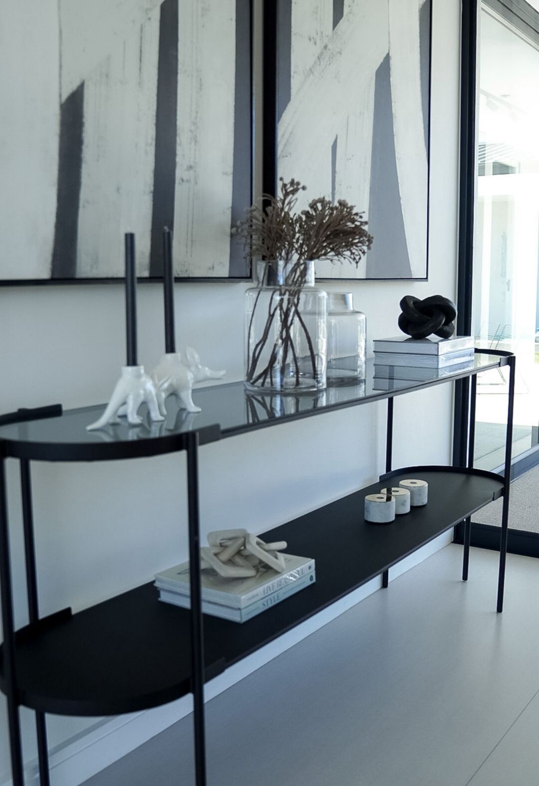 Capsular Console - Glass & Steel