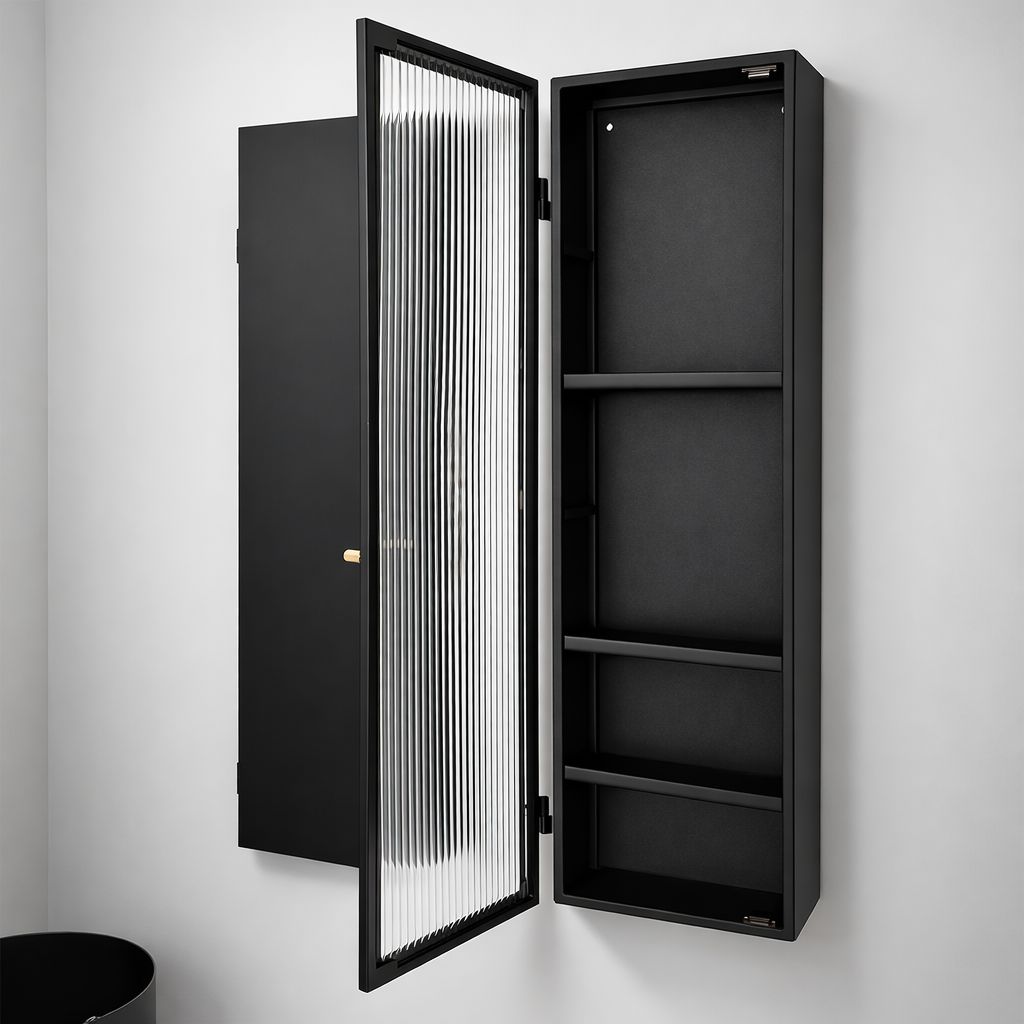 Slate Cabinet - Solid & Reeded Glass