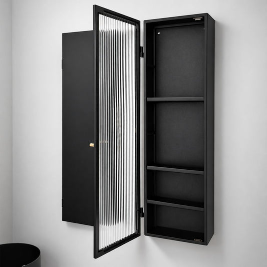 Slate Cabinet - Solid & Reeded Glass